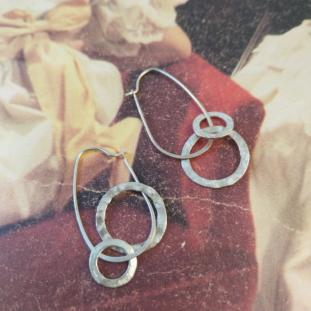 Vintage Sterling Silver Hoop Earrings - Picture 9 of 12